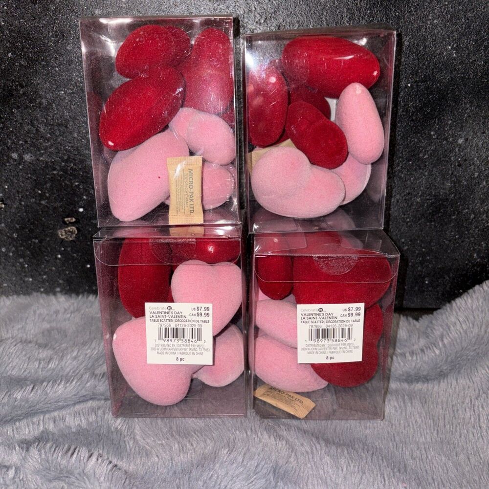 Valentine Heart Table Scatter Red Pink Velvet Decor 32 Pc Craft Lot Party Favor